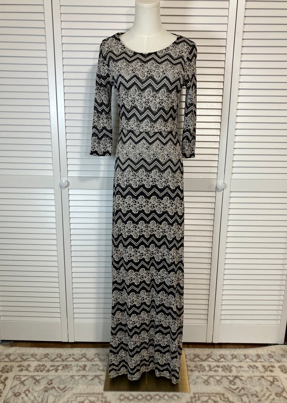 Forever 21 Contemporary Boho Whimsigoth Chevron Lace Maxi Dress M